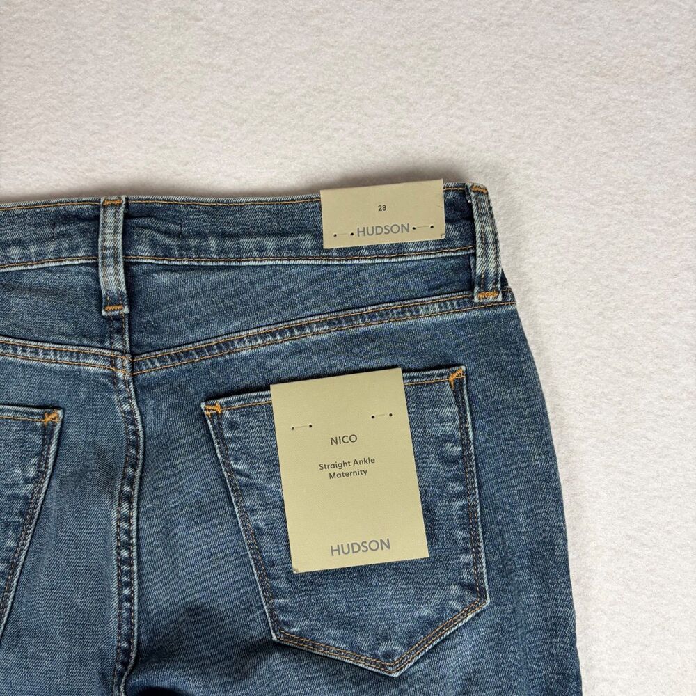 NWT HUDSON Nico Straight Ankle Maternity Jeans Women's 28 Blue Normcore Minimal - Picture 3 of 10